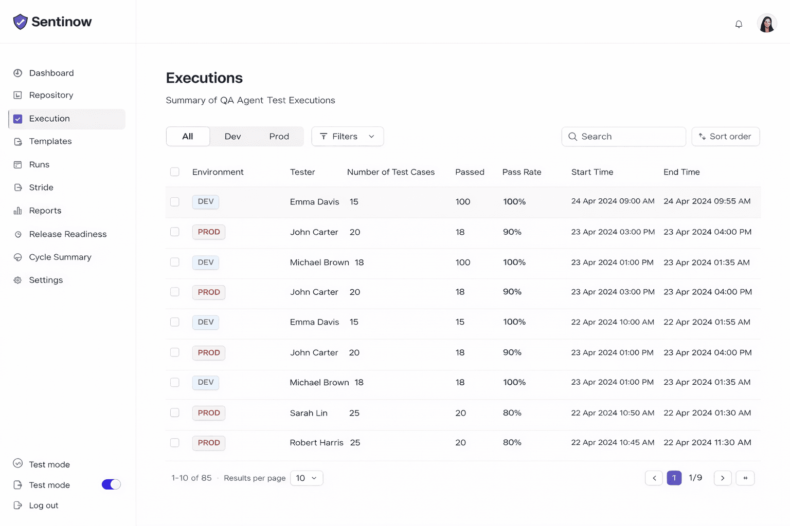 Stride execution console
